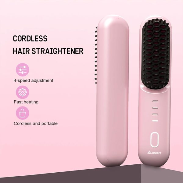 Cordless Hair Straightener Brush, Mini Flat Iron Hair Straightener for - Image 3