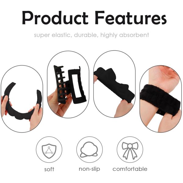 Canitor Sponge Spa Headbands Wristband Set with Hair Clips Skincare - Image 7