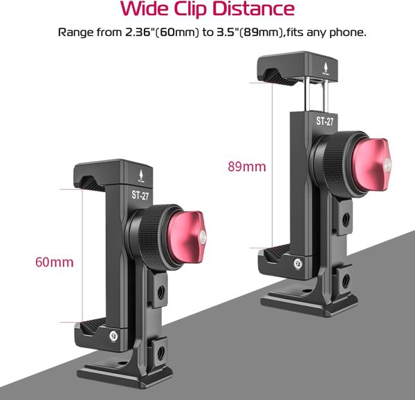 ULANZI ST-27 Phone Tripod Mount, 360° Metal Phone Holder for Tripod w 3 - Image 5