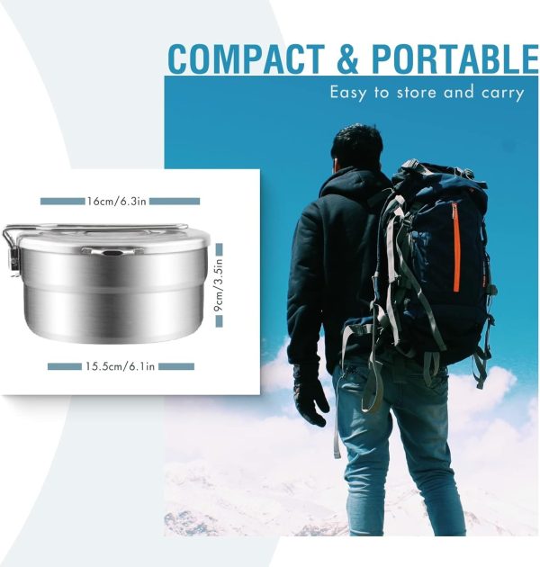 Lixada Camping Pot Stainless Steel Camping Cook Pot 1.5L Camping Cooking - Image 3