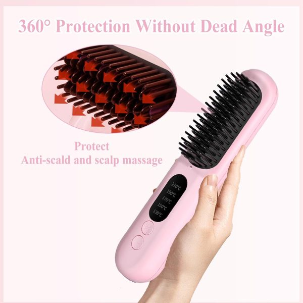 Cordless Hair Straightener Brush, Portable Hair Straightening Brush with - Image 5