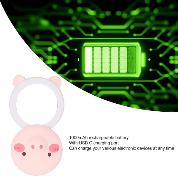 Cute Piggy with Power Bank Function, USB with Makeup Mirror and Light, - Image 3