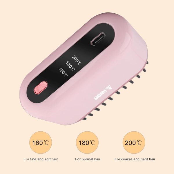 Mini Cordless Hair Straightener Brush, Portable Flat Iron Hair Straightener - Image 8