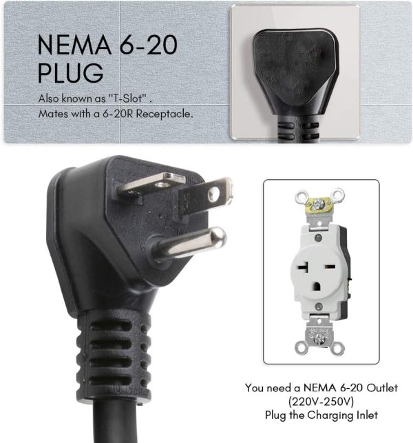 Morec EV Charger 16A 3.68KW NEMA6-20 Plug with Adapter for NEMA 5-15, - Image 4