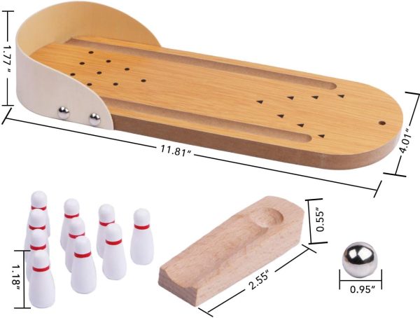Table Top Mini Bowling Game Set-Tabletop Wooden Board Mini Arcade Desktop - Image 2