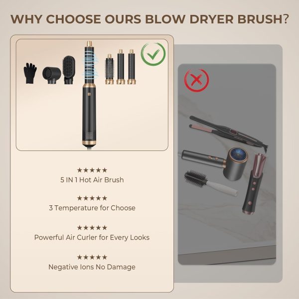 Blow Dryer Brush, Hair Dryer Brush Air Curler Air Curling Wrap Styler, - Image 6