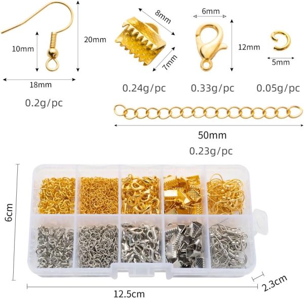 Earring Hooks,440 Pcs Jewelry Making Supplies,Silver Gold Jump Rings for - Image 2
