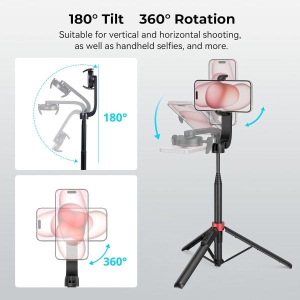 SMALLRIG Magnetic Phone Tripod Stand w Remote, 52" Portable Selfie Stick, - Image 3