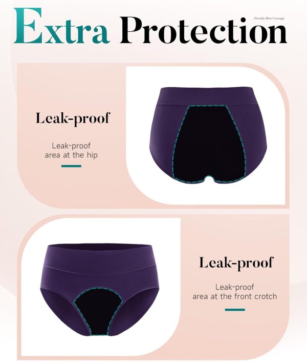 Women's Period Underwear Heavy Flow, High Absorbency Cotton Panties - Image 6