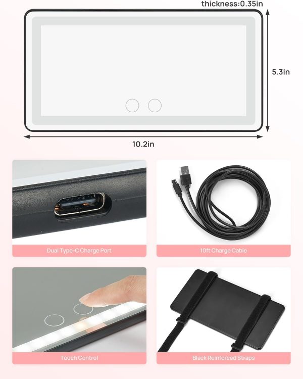 JOYTUTUS Car Sun Visor Vanity Mirror, Car Vanity Mirror With Lights, Makeup - Image 5