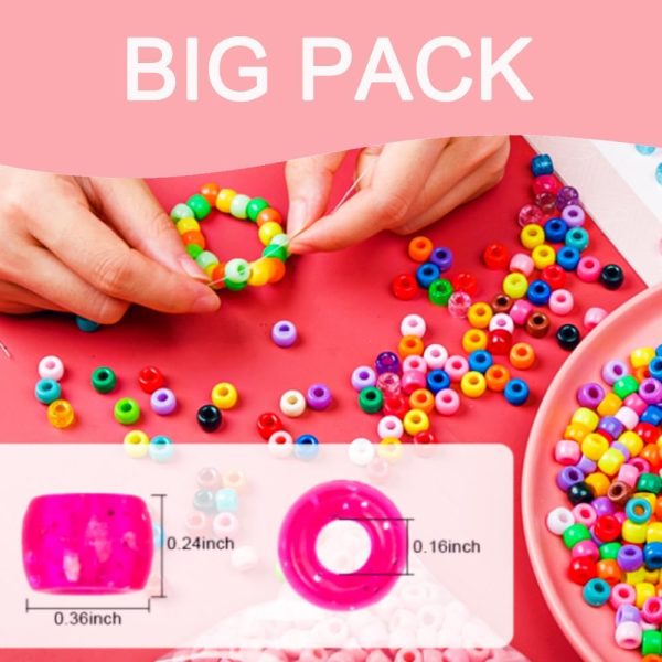 1000Pcs Multicolor Pony Beads 6x9mm Bulk Acrylic Kandi Beads for Bracelets - Image 2