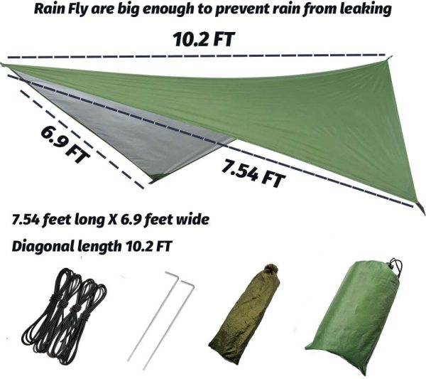 Camping Hammock with Mosquito Net and Rain Fly - Travel Hammock Bug Net - - Image 2