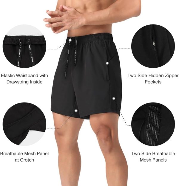 2 Pack Mens Lightweight Athletic Running Shorts 5'' Quick Dry Gym Workout - Image 3