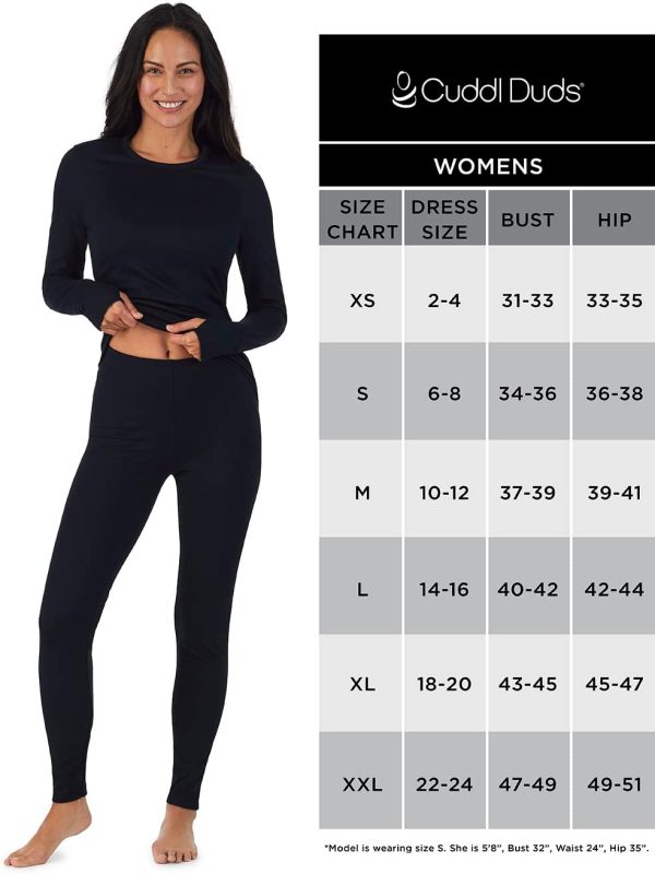 Cuddl Duds Womens Fleece Lined Thermal Long Sleeve Shirt and Leggings - Top - Image 6
