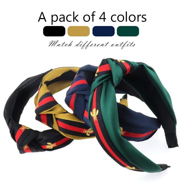 NODG 4 Pieces Knotted Turban Headbands for Women Wide Boho Diademas Para - Image 2