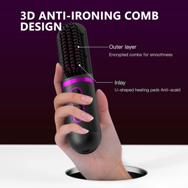 Cordless Straightening Brush - Negative Ion Women's Straightening Brush, - Image 5
