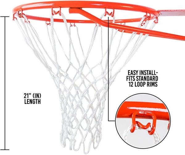 Heavy Duty Basketball Net Replacement - All Weather Anti Whip, Fits - Image 5