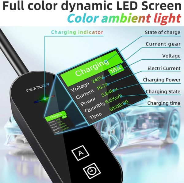 Level 1+2 EV Charger,8~16 Amp Electric Car Charger 110~240V,Electric - Image 2