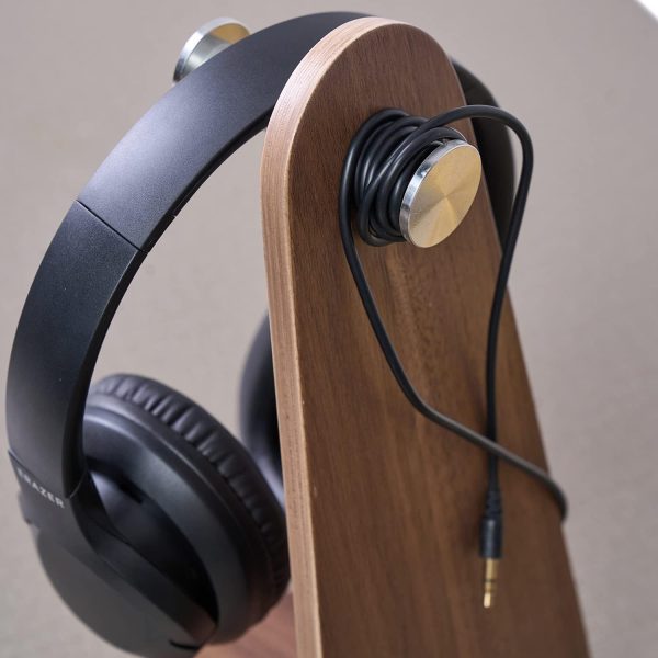 Universal Headphone Stand Wood, Walnut Headset Stand for Desk, Walnut - Image 3
