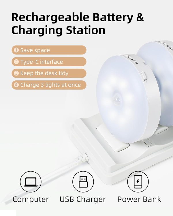 EZVALO Under Cabinet Lighting with Charging Station,1000mAh Rechargeable - Image 2