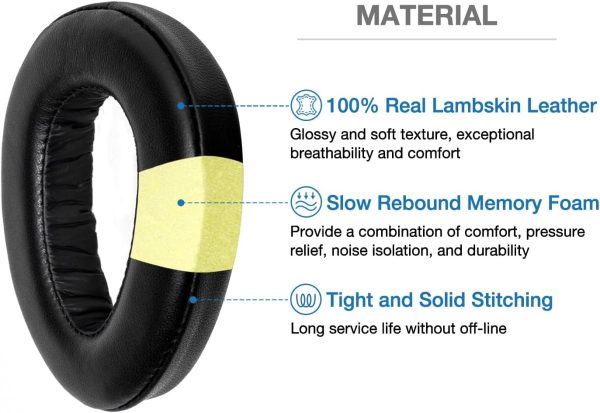 Sheepskin Real Leather Foam Cushion Ear Pads Compatible with Sennheiser PXC - Image 2
