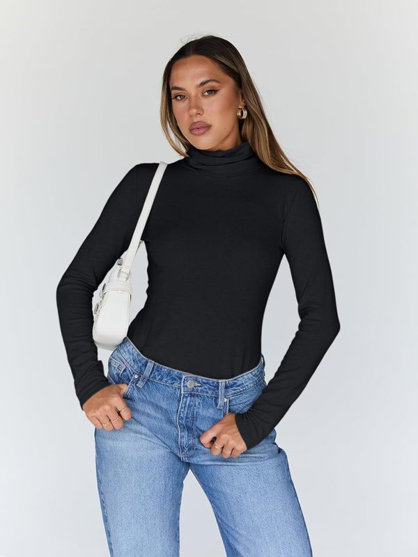 Trendy Queen Women's Turtleneck Long Sleeve Shirts Fall Fashion Basic - Image 2