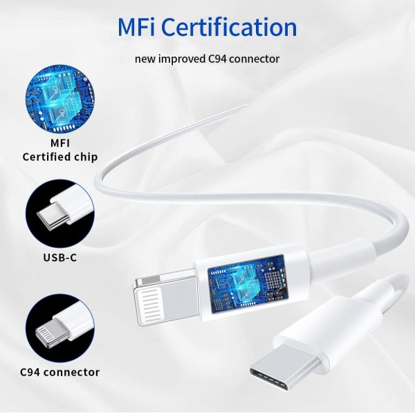 Ximytec [MFi Certified] USB C to Lightning Cable 3Pack 10FT iPhone Fast - Image 3