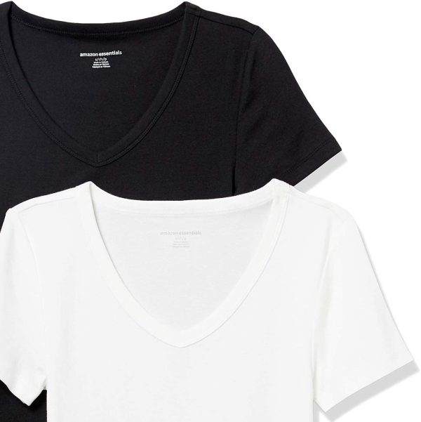 Amazon Essentials Women's Slim-Fit Short-Sleeve V-Neck T-Shirt, Pack of 2 - Image 6