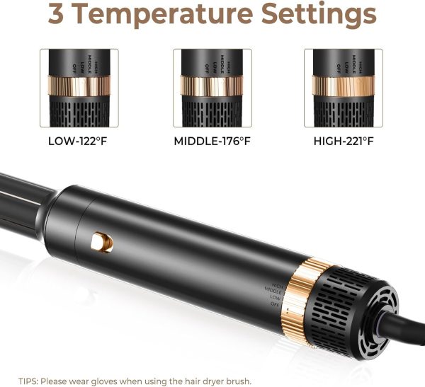 Blow Dryer Brush 6 in 1 Set, Negative Ionic Hair Dryer, Automatic Curling - Image 5