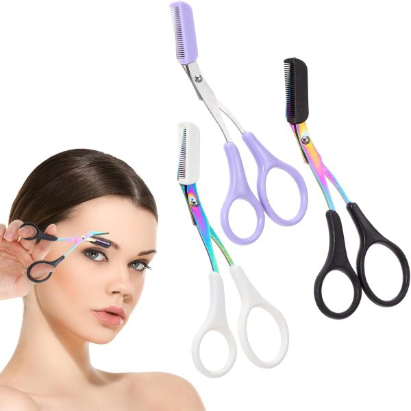 3Pcs Eyebrow Trimmer Scissor with Comb Professional Precision Eyebrow - Image 8