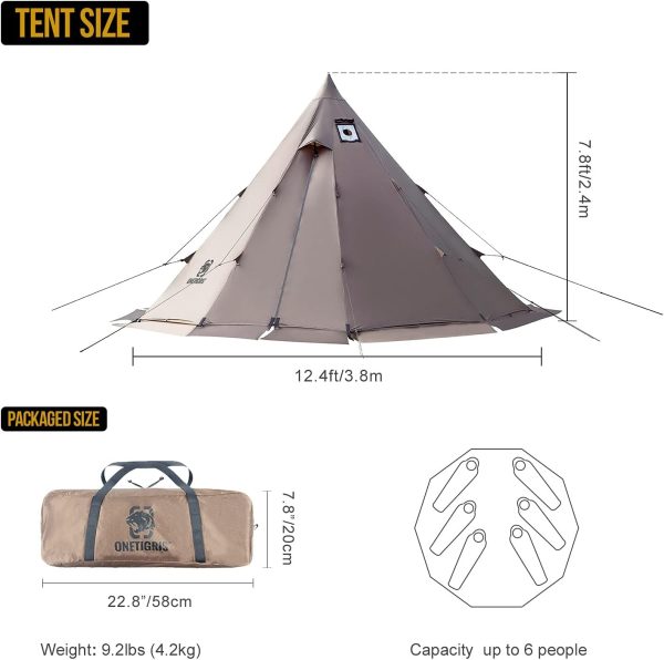 OneTigris Rock Fortress Hot Tent with Stove Jack, 4 Season, 4-6 Person Tipi - Image 3