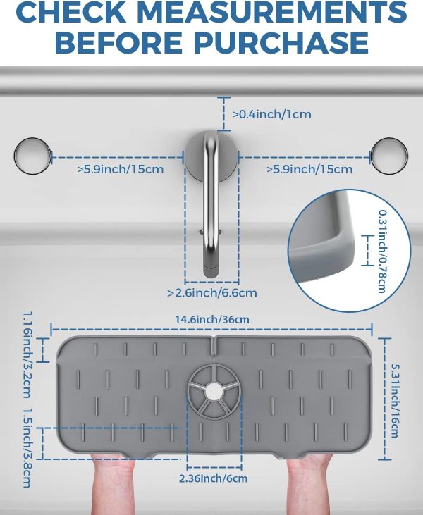 Kitchen Sink Splash Guard - Silicone Faucet Handle Drip Catcher Tray, Dish - Image 4