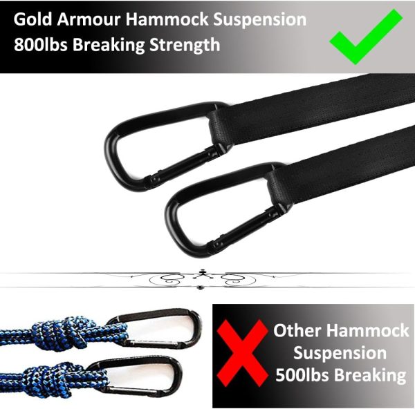 Gold Armour Camping Hammock - XL Double Hammock Portable Hammock Camping - Image 5