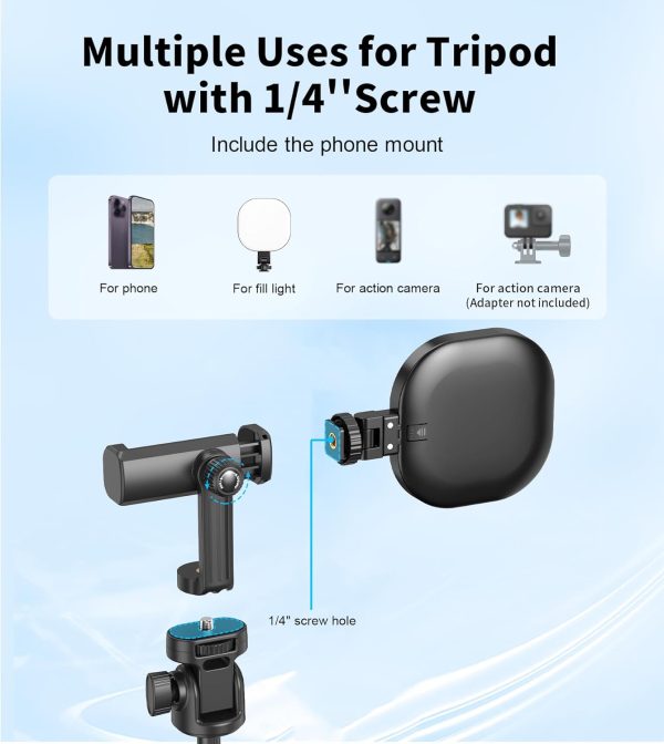 Vlogging Kit, 61" Phone Tripod with Light, All-in-1 Selfie Stick with - Image 2