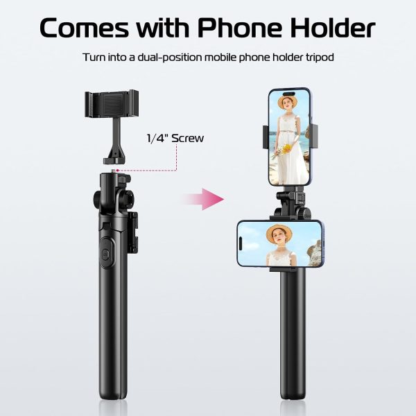 ULANZI MT-70 Extendable Phone Tripod, 63" Selfie Stick Phone Vlog Tripod - Image 2
