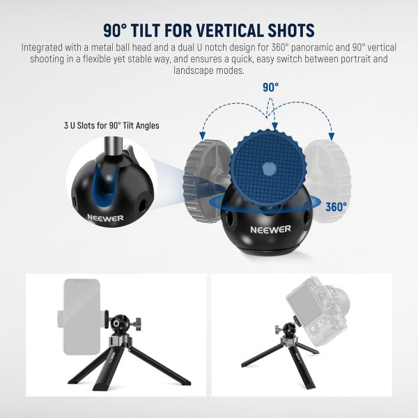 NEEWER Mini Desk Tripod for iPhone with Ball Head 360° Rotatable 3 Cold - Image 5