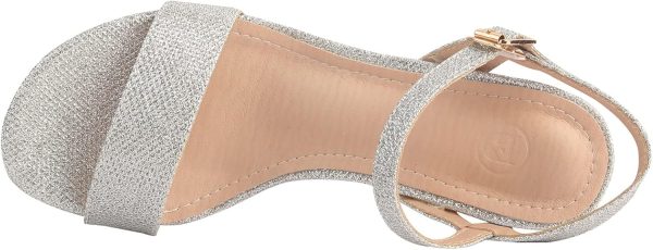 DADAWEN Women's Open Toe Ankle Strap Glitter Low Block Chunky Heels Sandals - Image 5