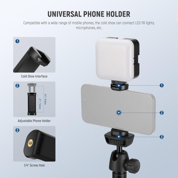 NEEWER Phone Tripod for Cell Phone & Camera with Remote, 62.9" All Metal - Image 4