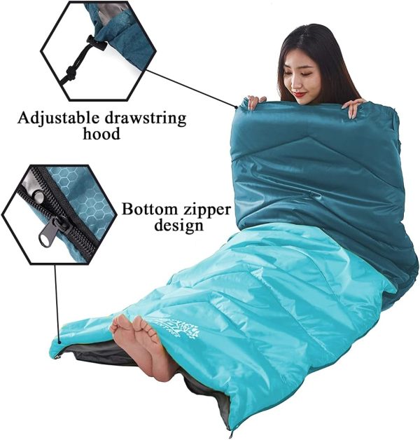 Sleeping Bag 4 Seasons Adults & Kids for Camping Hiking Trips Warm Cool - Image 5