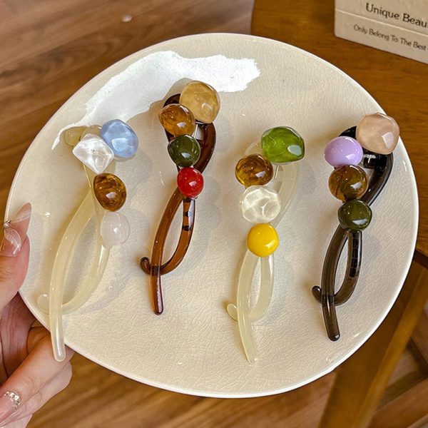 4pcs Banana Clips,Colorful Gemstone Hair Clips,Fashion Banana Hair - Image 4