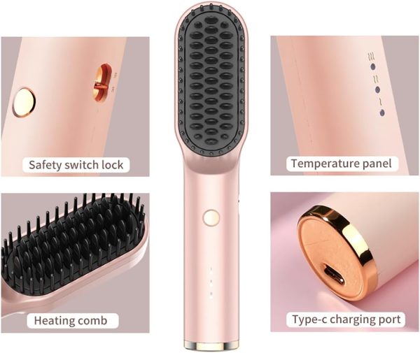 ABHI Portable Hair Straightening Brush with 3 Levels Temperature Auto-Off - Image 3