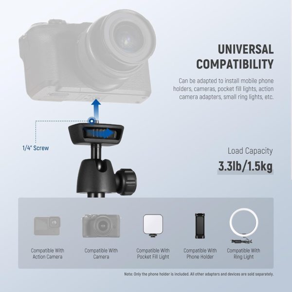 NEEWER Phone Tripod for Cell Phone & Camera with Remote, 62.9" All Metal - Image 5