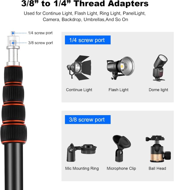 Soopho Portable Photography Light Stand Adjustable 7ft Aluminum Light - Image 5