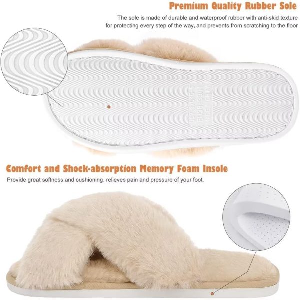 DOIOWN Women's Fuzzy Slippers Memory Foam Cute House Slippers Plush Fluffy - Image 4