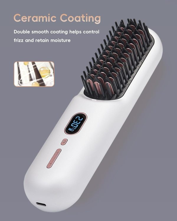 Portable Cordless Hair Straightener Brush, Mini Brush Straightener for - Image 6