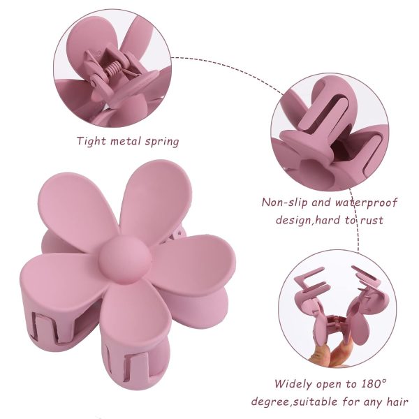 6PCS Hair Clips Set: Matte Large Claw Clips, Cute Daisy Hair Accessories, - Image 4