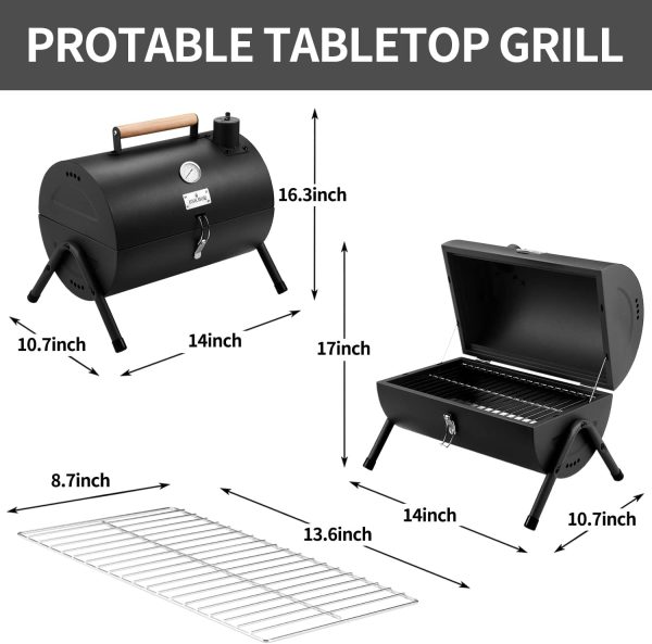 Portable Charcoal Grill, Tabletop Outdoor Barbecue Smoker, Small BBQ Grill - Image 6