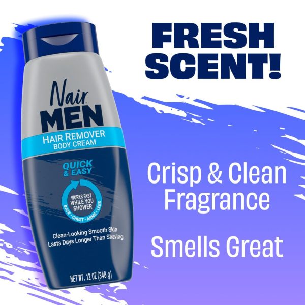 Nair Men Hair Remover Body Cream, Manscape for Smooth Skin for Days, Coarse - Image 2