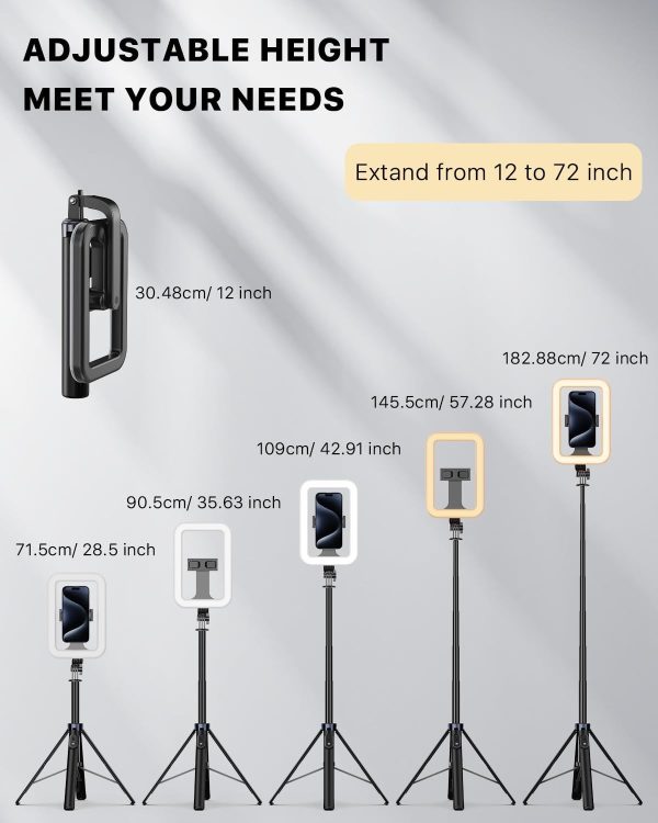 M MYBAT PRO Selfie Ring Light with 72" Tripod Stand - Extendable Selfie - Image 7