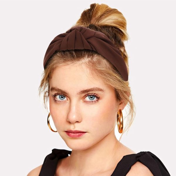 YISSION Knotted Headbands for Women Non Slip Wide Head Band Brown Headband - Image 7